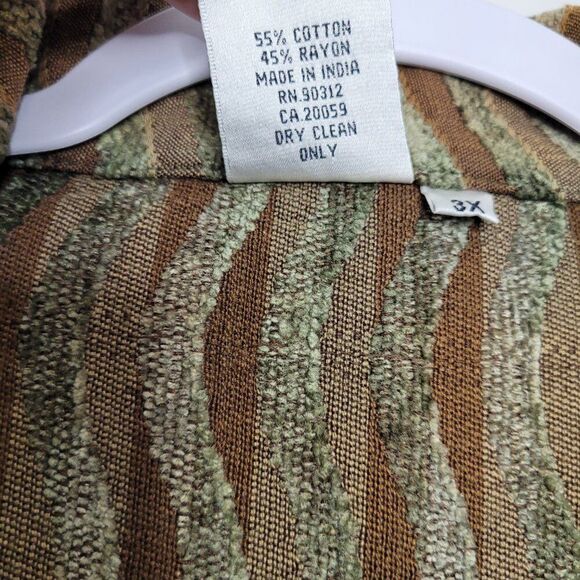 Parsley & Sage green brown groovy quirky button front plus size jacket 3x - Picture 5 of 8